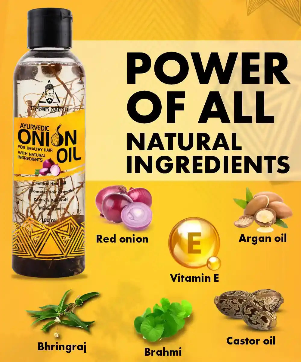 Urbangabru Ayurvedic Onion Oil 100 ml Natural Ingredients - Urbangabru
