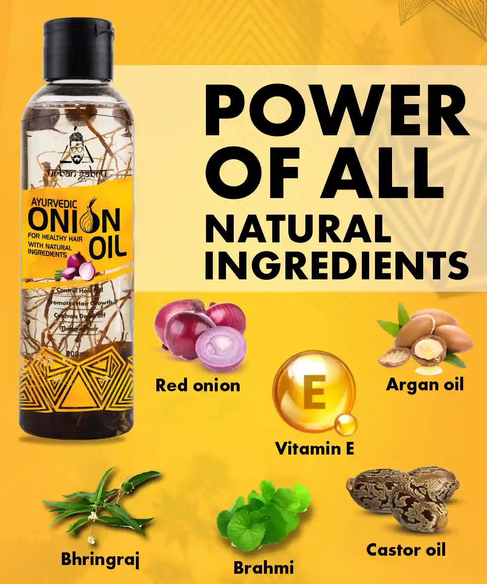 Urbangabru Ayurvedic Onion Oil 200 ml Natural Ingredients - Urbangabru
